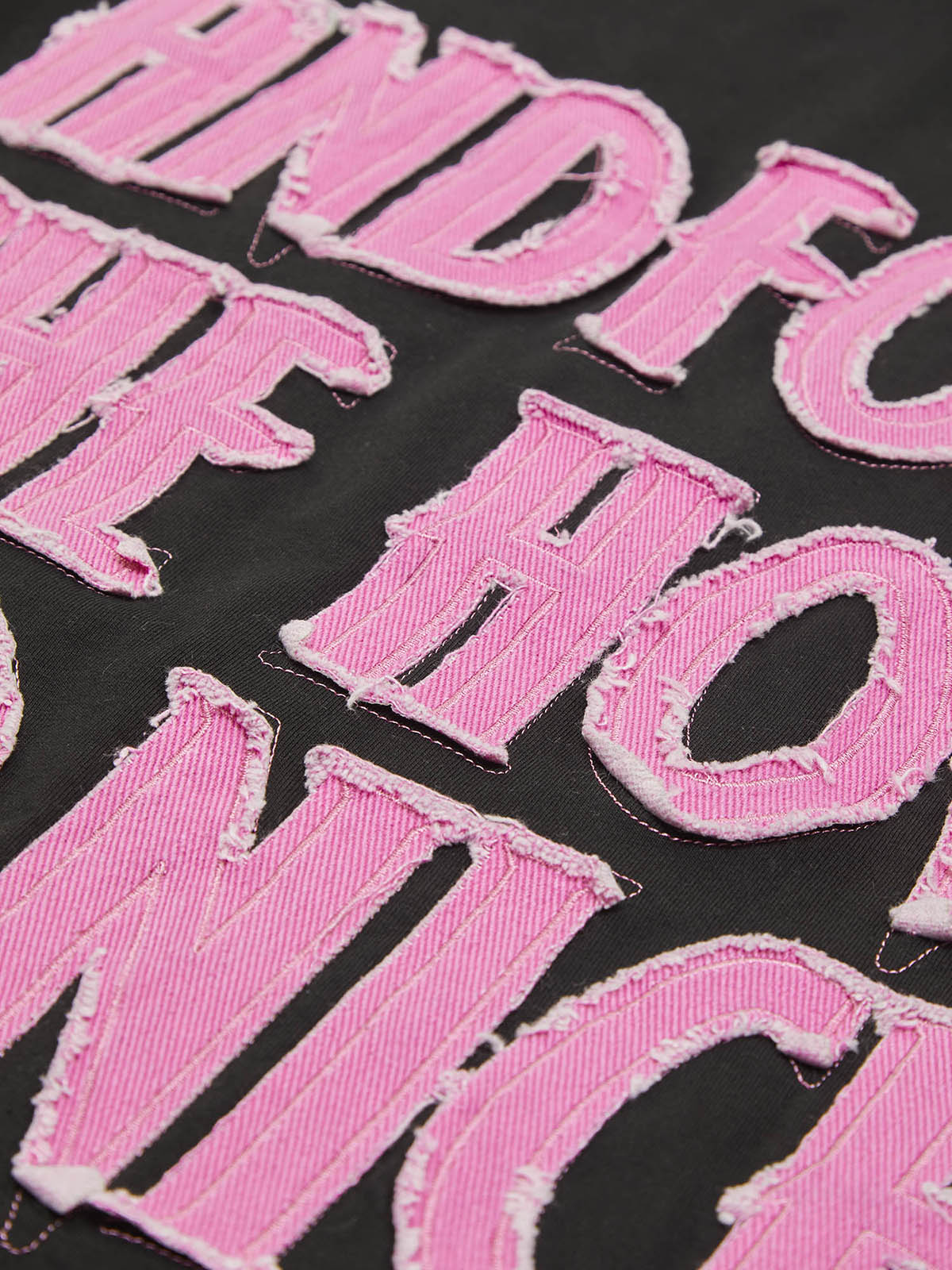 Pink Letter Applique Street Rap T-shirt - 2145