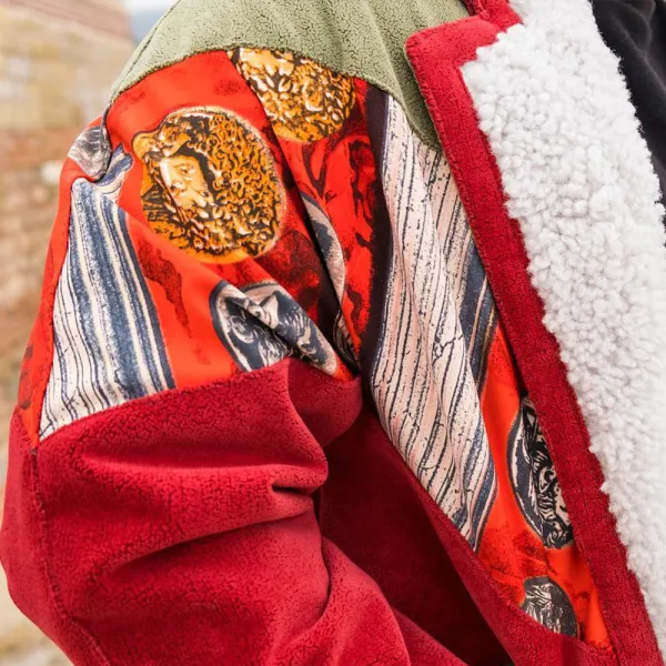 Unisex Panel Fashion Full Fleece Jacket