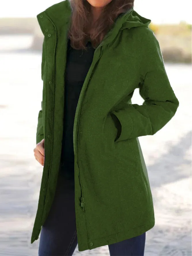 Plain Long Sleeve Buttoned Casual Jacket/Coat