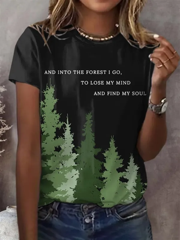 Women'S T-Shirt Women'S National Park Conservation Print Crew Neck T-Shirt