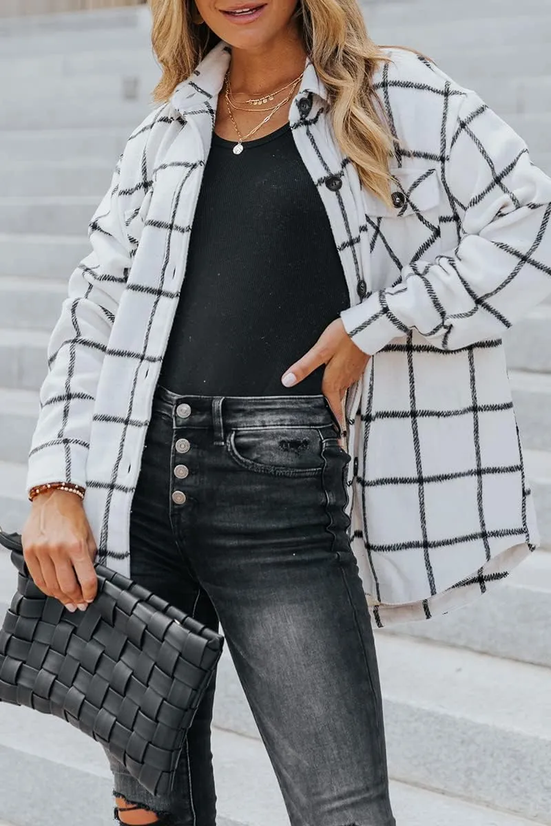 Womens Fall Outfits Fashion Clothes Shackets Flannel Plaid Button Down Long Sleeve Shirts Jackets 2024
