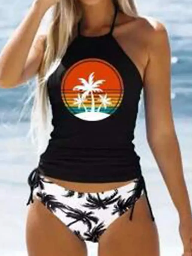 Women's Swimwear Tankini 2 Piece Normal Swimsuit 2 Piece Printing Graphic Tortoise Black White Blue Rainbow Tank Top Bathing Suits Sports Beach Wear Summer
#9494791