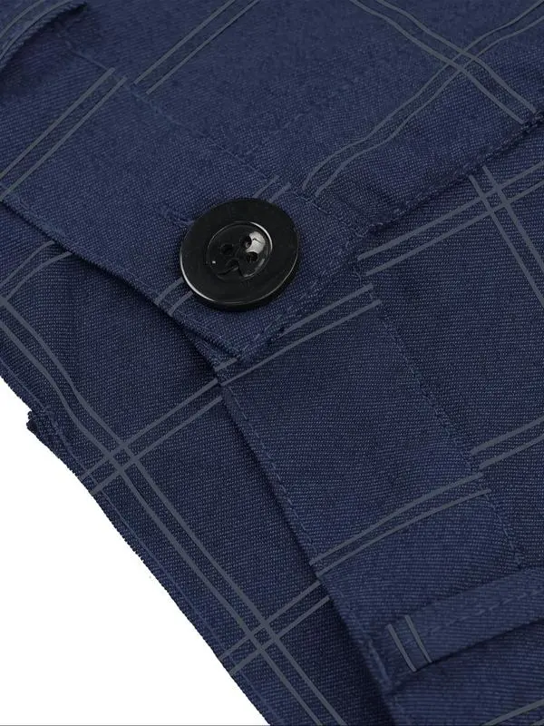 Men's Plaid Button-Fly Slim Trousers (Pocket Design) - Work/Daily, All Seasons