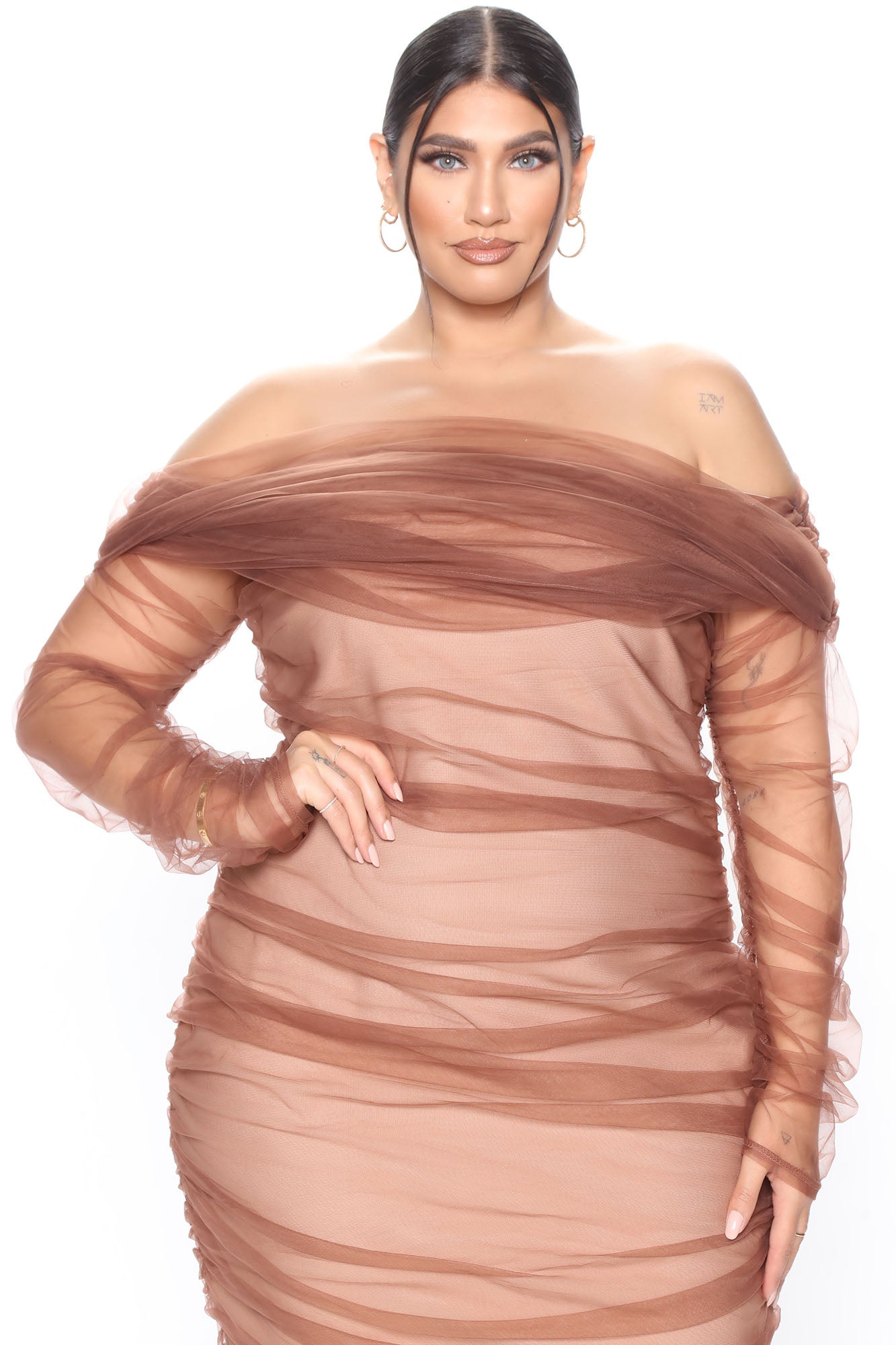 Ruched And Ready Bandage Midi Dress - Taupe