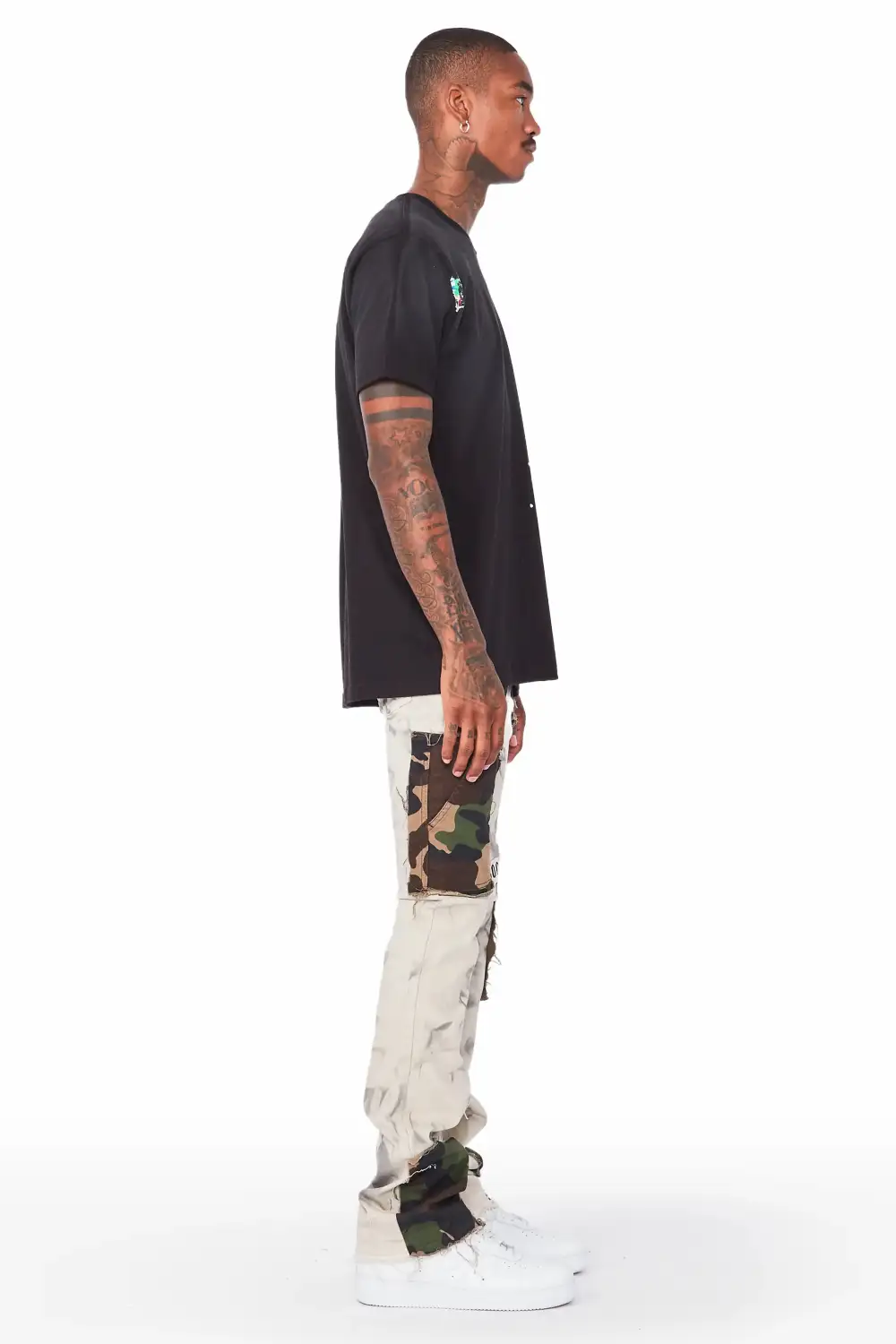 Chad Beige/Camo Patchwork Stacked Jean