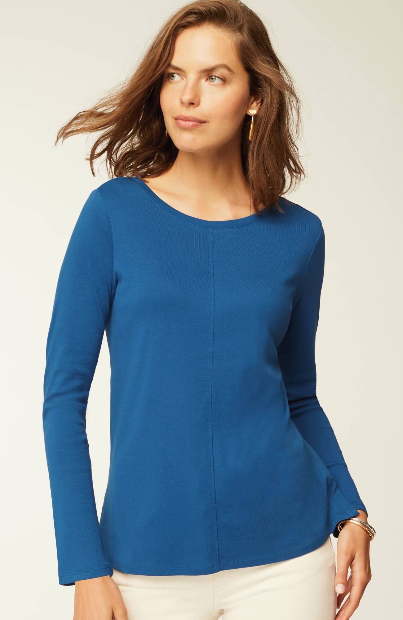 long-sleeve pima crew-neck tee