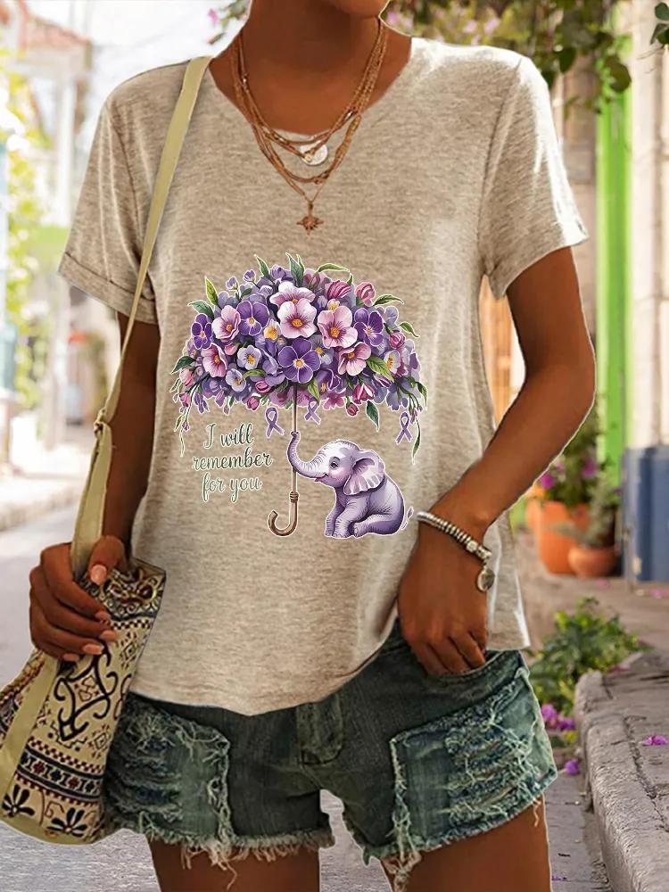 Women'S I Will Remember For You Alzheimer'S Awareness Short-Sleeved T-Shirt