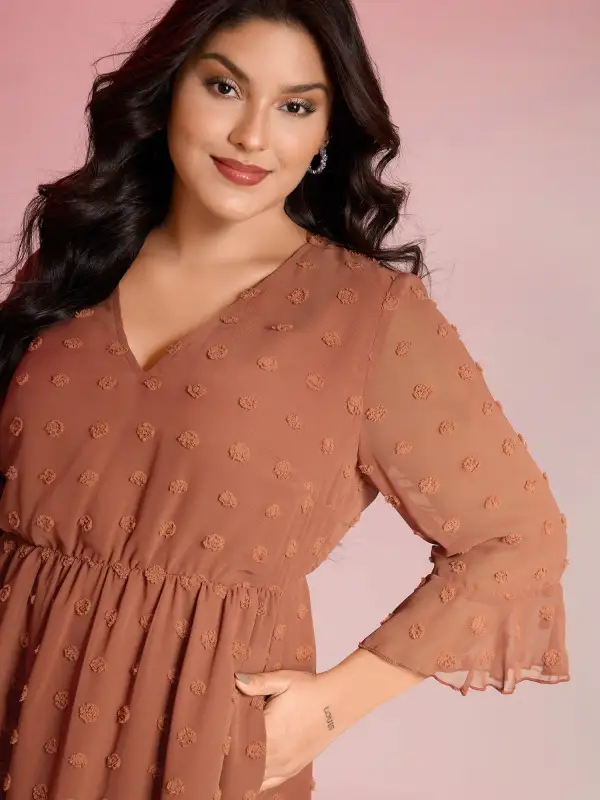 Chiffon Textured Semi Sheer Maxi Dress