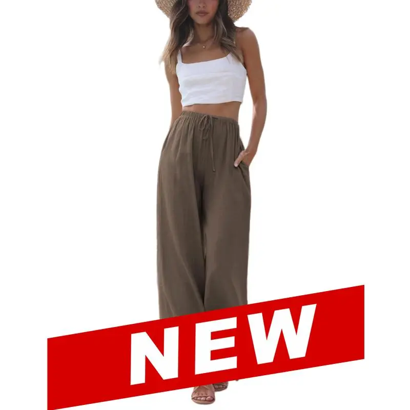 Women's Wide Leg Palazzo Pants – Lightweight Summer Trousers with Pockets