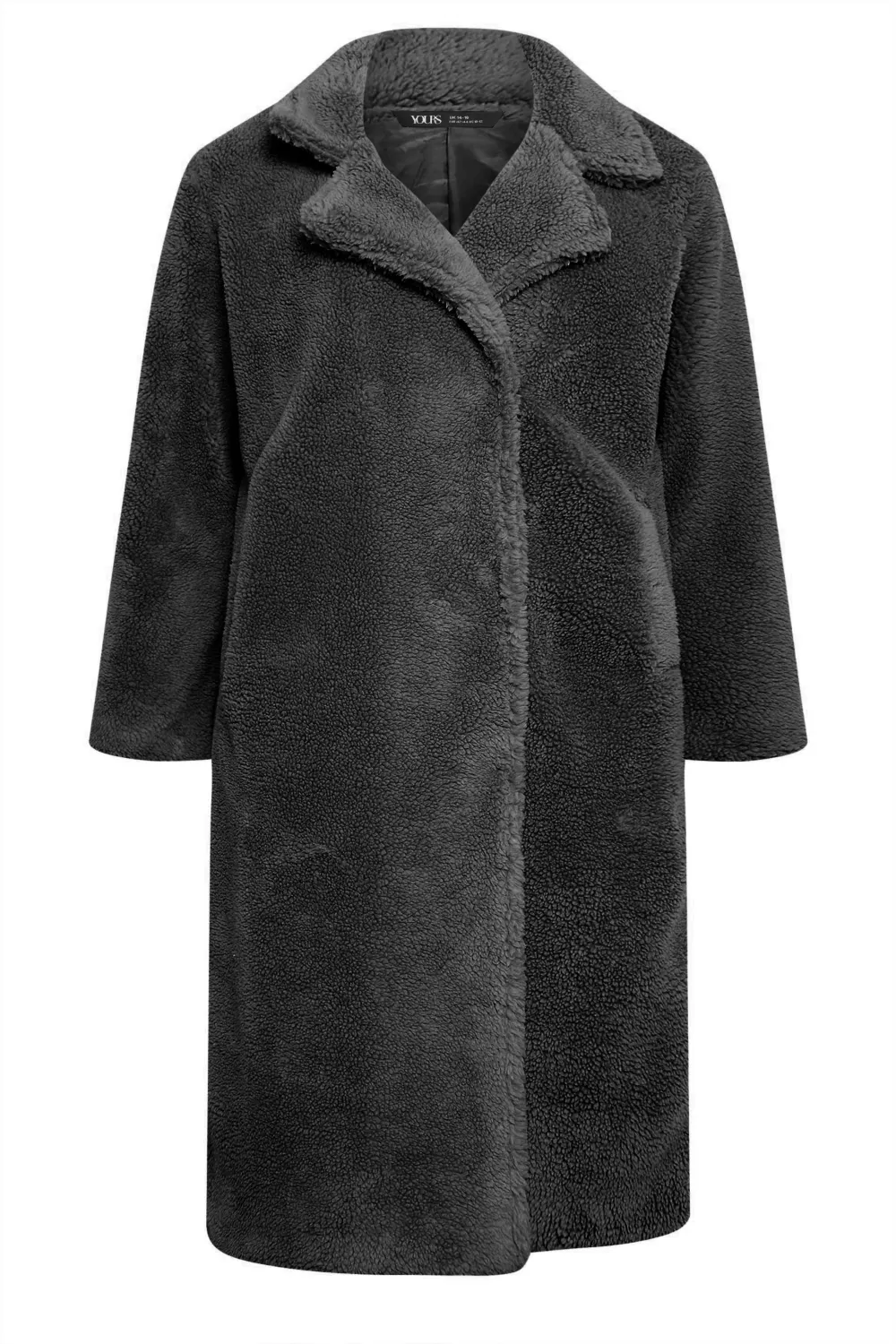 YOURS Curve White & Black Check Teddy Maxi Coat