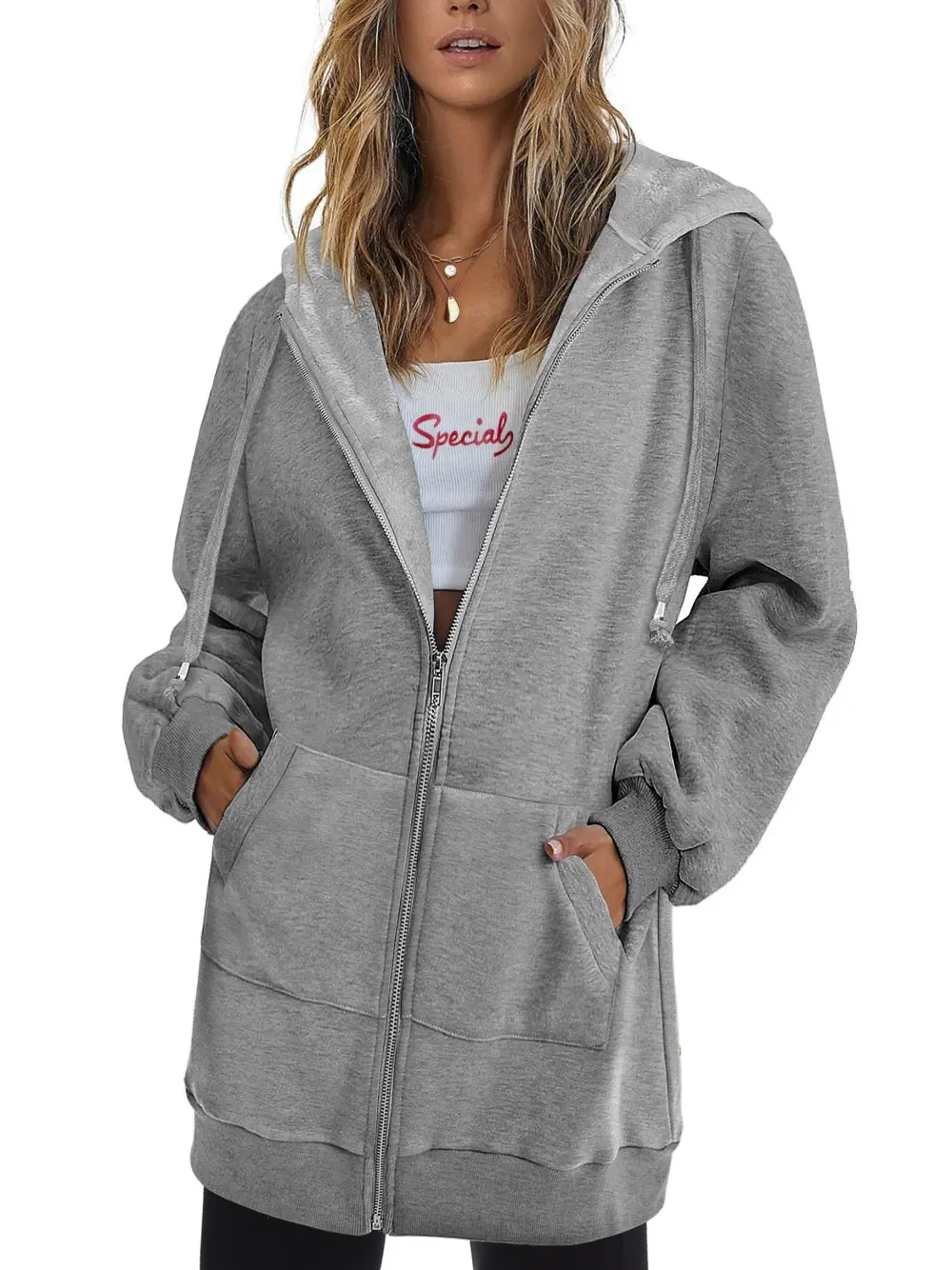 Long Fleece Jacket Hoodies - Oversized, Zip-Up, Hooded Sweatshirts for Women, Perfect for Fall and Winter Seasons