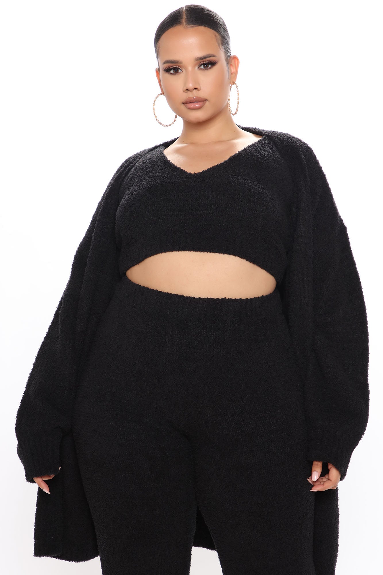Living In It Cozy 3 Piece Pant Set - Black