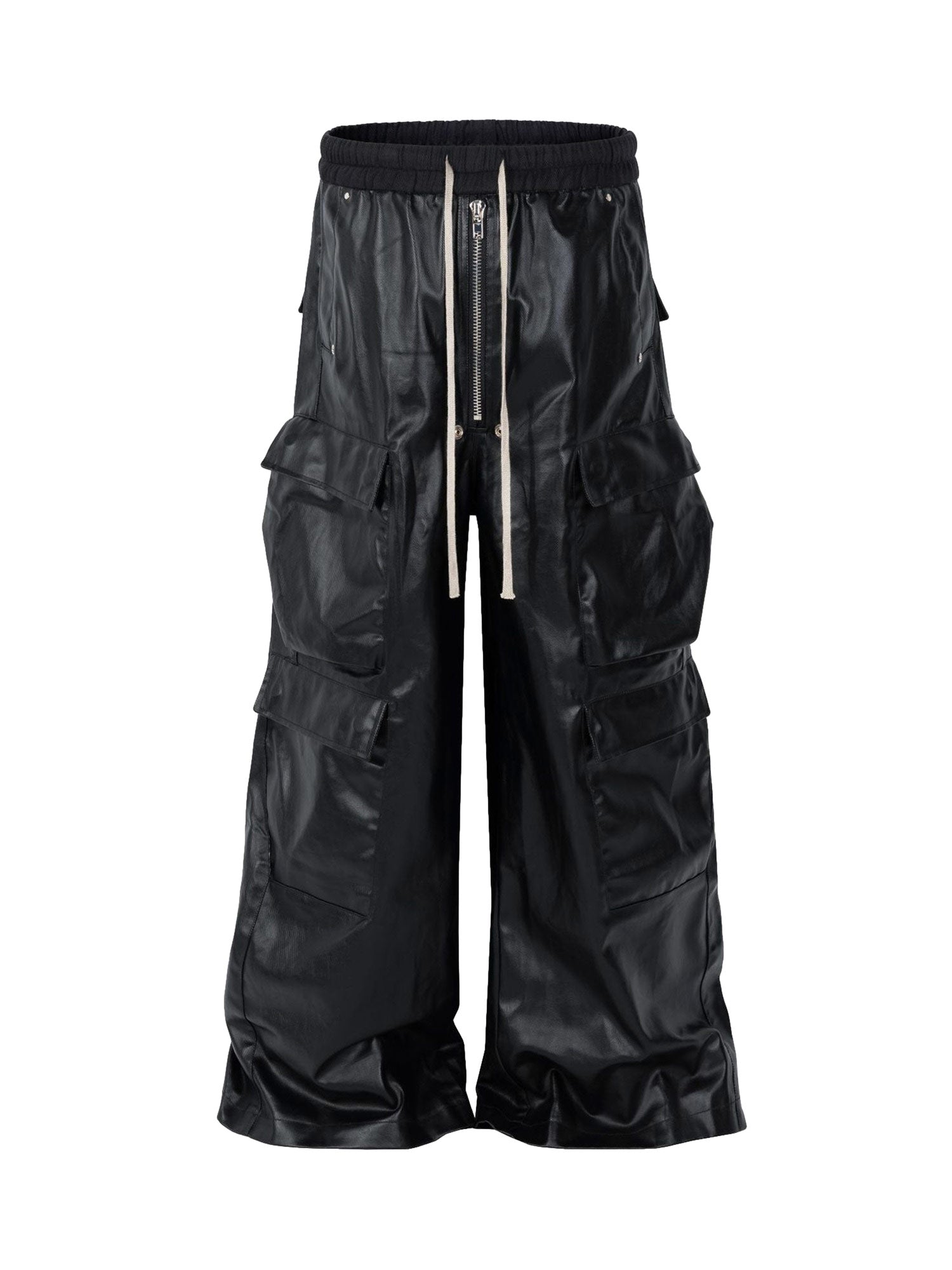 Workwear Leather Multi Pocket Flared Pants - 2094