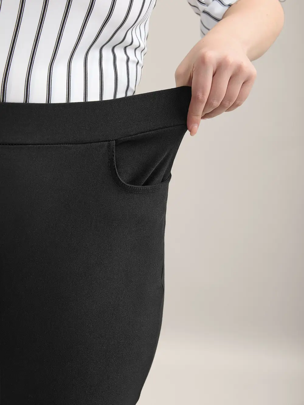 Stretch Split Hem Pockets Skinny Pants