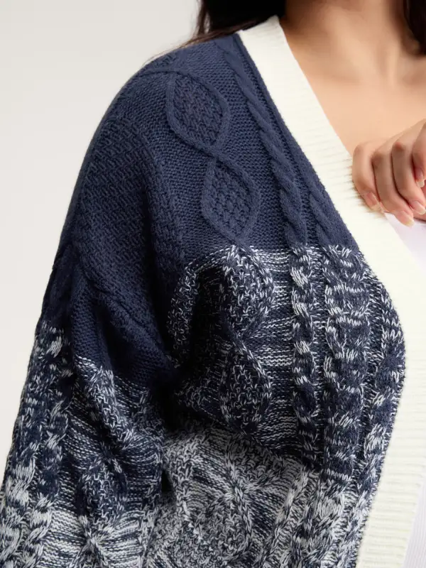 Arc-Hem Ombre Gradient Knit Cardigan