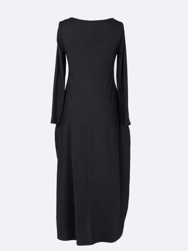 Women's Solid Color Pocket Lounge Dress, Casual Comfy Long Sleeve Dress for Daily Wear, Ladies Sleepwear Loungewear for All Seasons