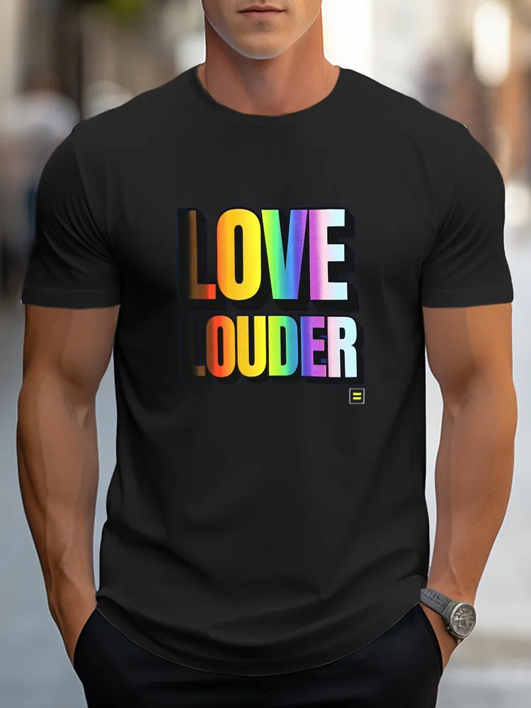 Pure Cotton Round-Neck Short-Sleeved Shirt Love Louder T-Shirt