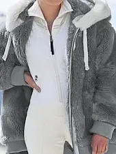 Women's Fleece Jacket Casual Jacket Hoodie Jacket Comfortable Breathable Zipper Pocket Casual Solid Color Vacation Street Casual Daily Wear Zipper Regular Hooded Regular Fit Long Sleeve Outerwear