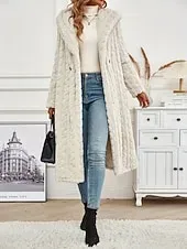 Women's Fleece Jacket Casual Jacket Hoodie Jacket Comfortable Breathable Zipper Pocket Casual Solid Color Vacation Street Casual Daily Wear Zipper Regular Hooded Regular Fit Long Sleeve Outerwear