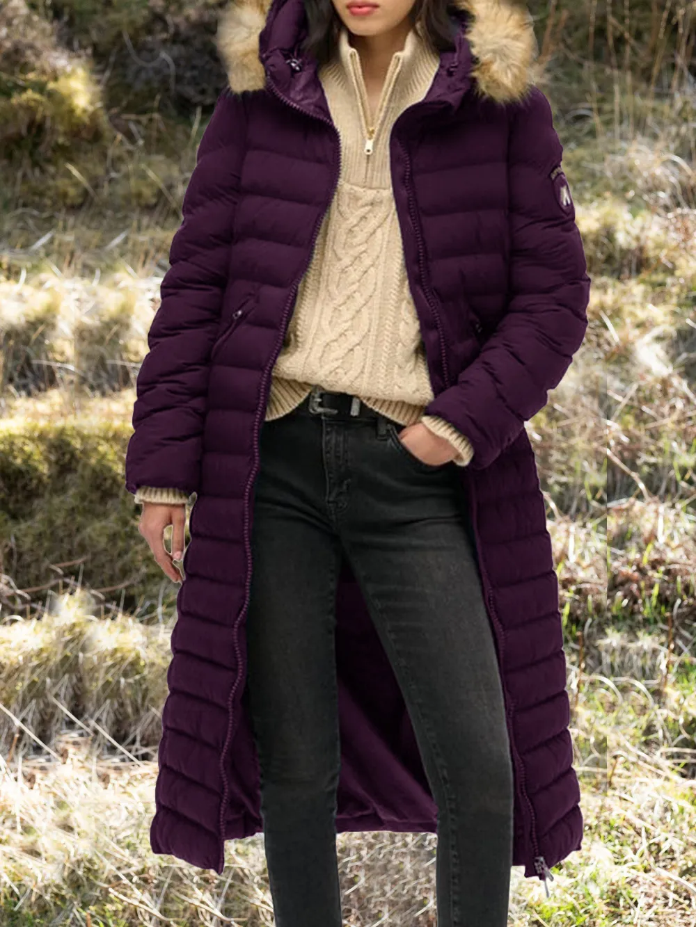 Superdry Fuji Faux Fur Hooded Longline Jacket