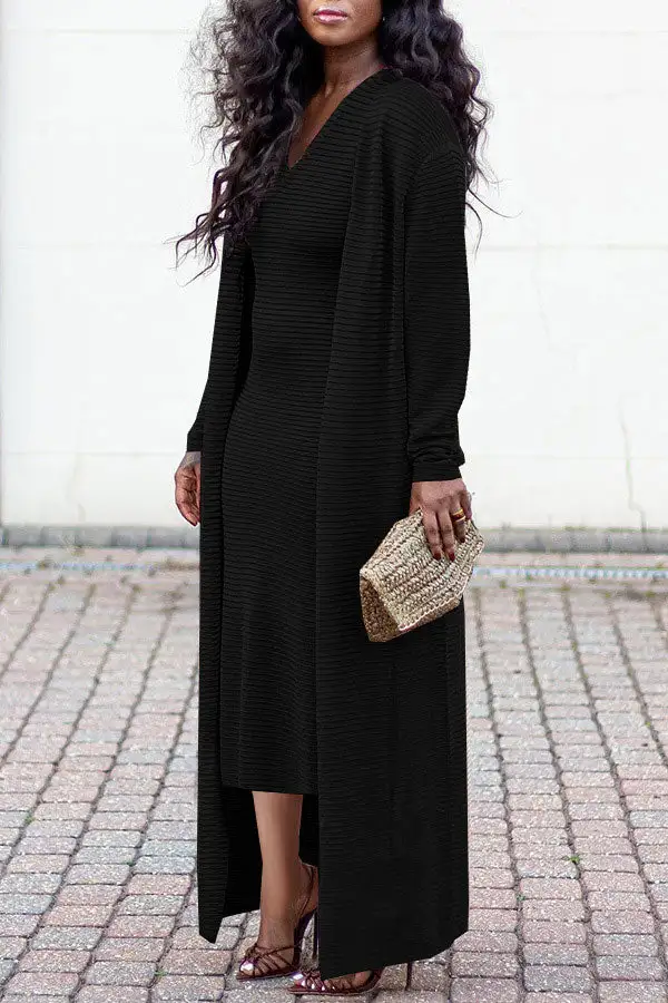 Ribbed Casual Dress Set