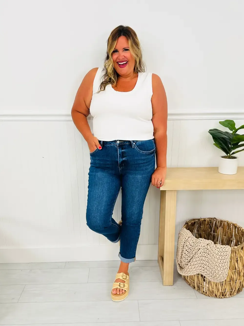 One Hundred Percent Chance Tummy Control Mom Jeans