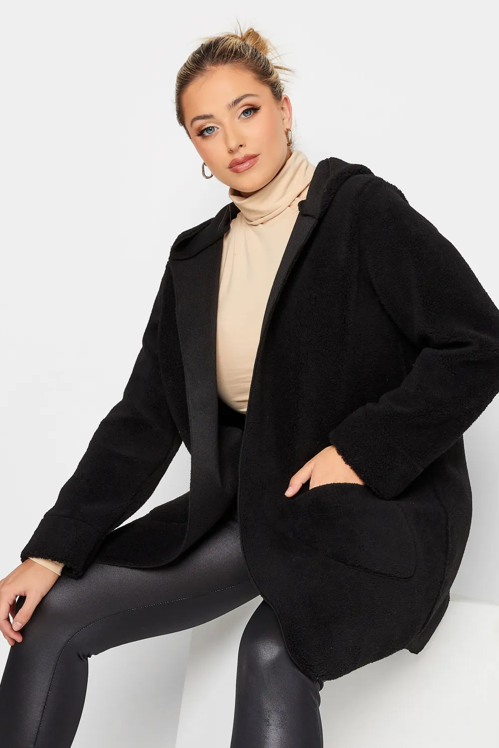 YOURS Curve Brown Teddy Hooded Jacket
