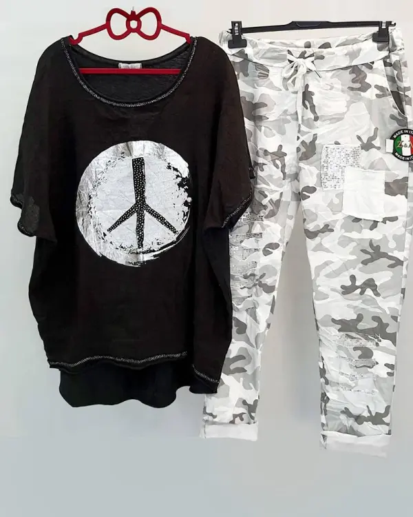 Camouflage Women's Printed Casual Two-piece Suit