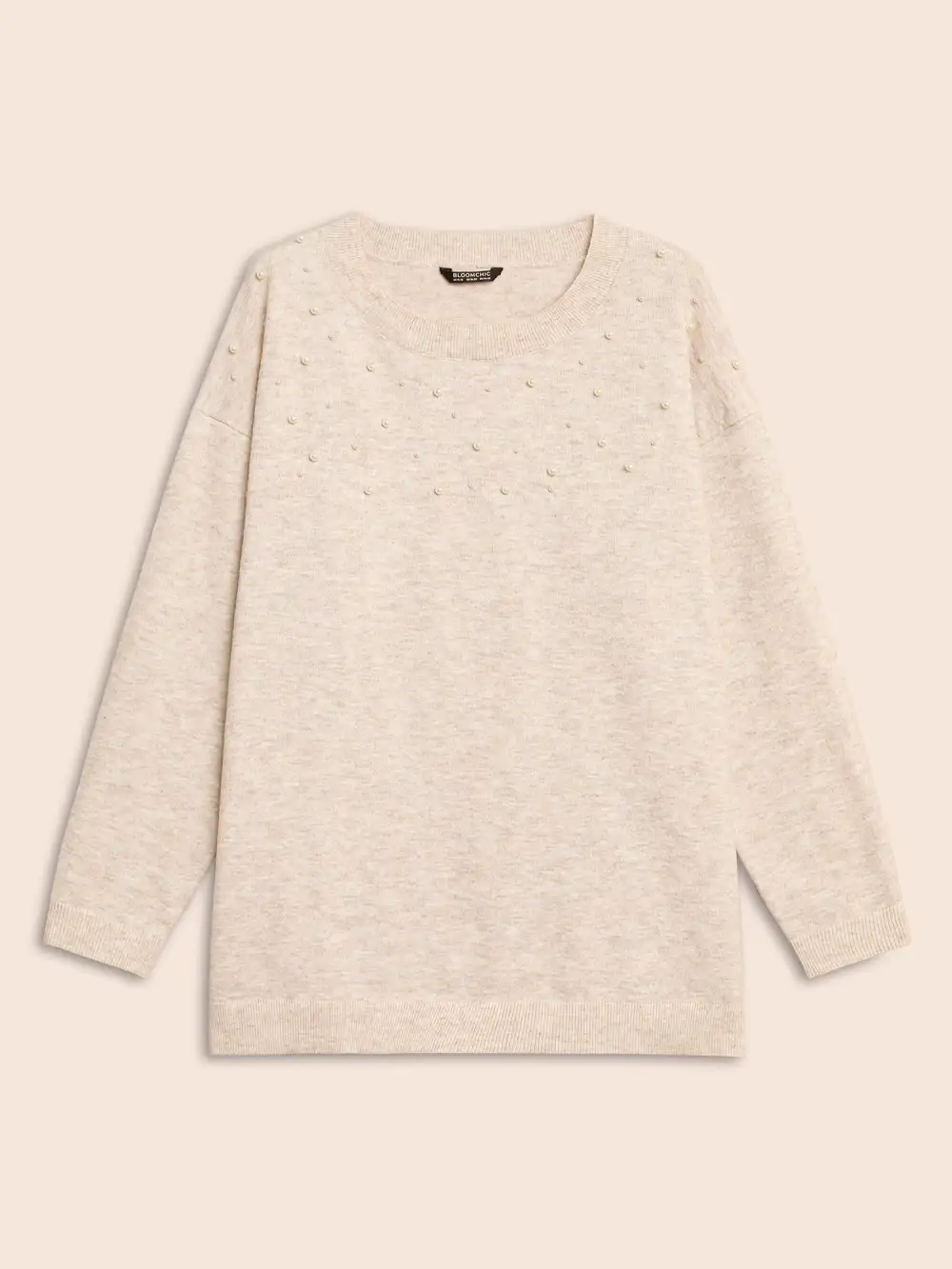 Round Neck Pearl Beaded Pullover