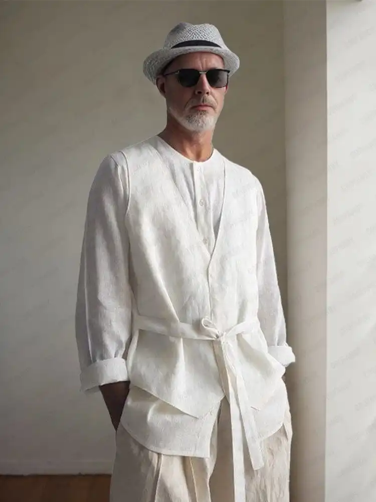 Elegant Fake Two Piece Cotton Shirt