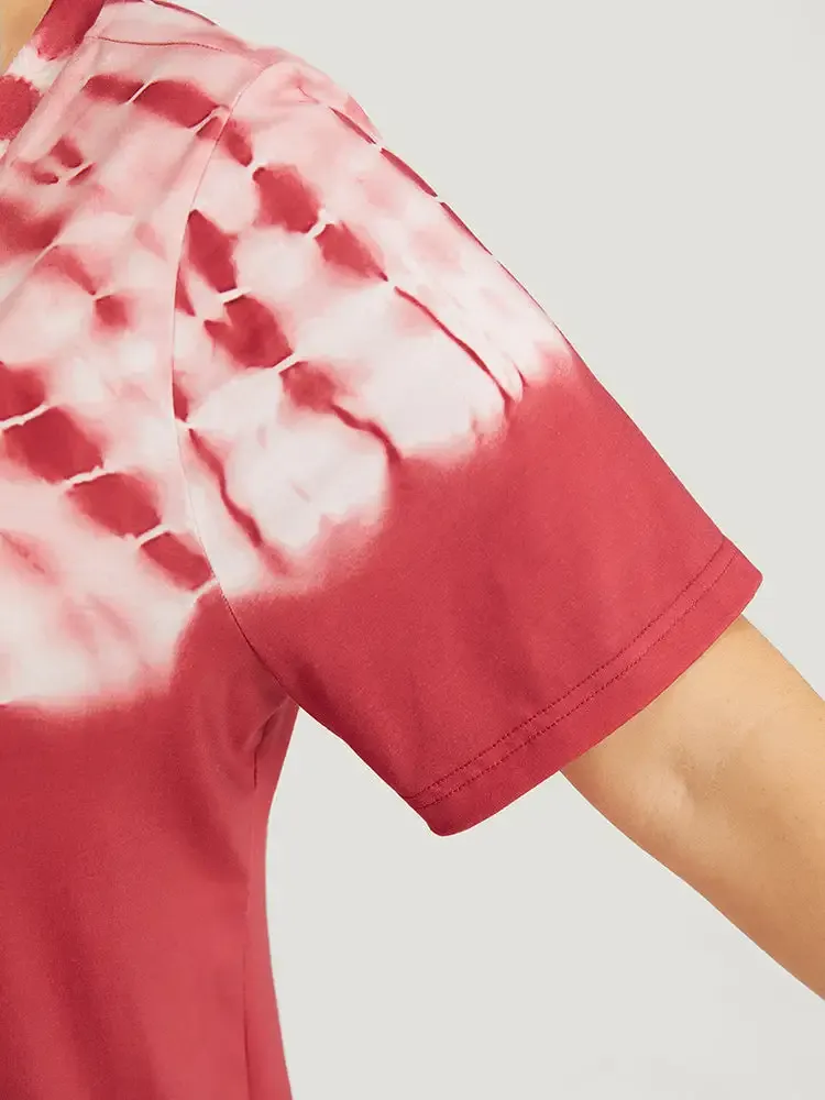 Tie Dye Short Sleeve V Neck T-shirt