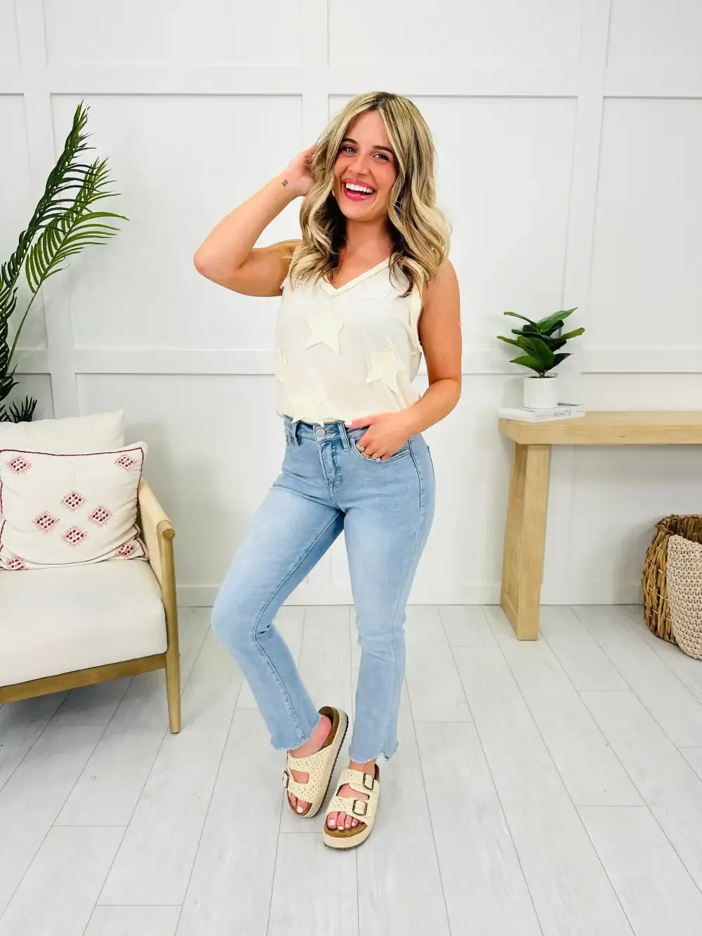 One Step Ahead Tummy Control Cropped Step Hem Jeans