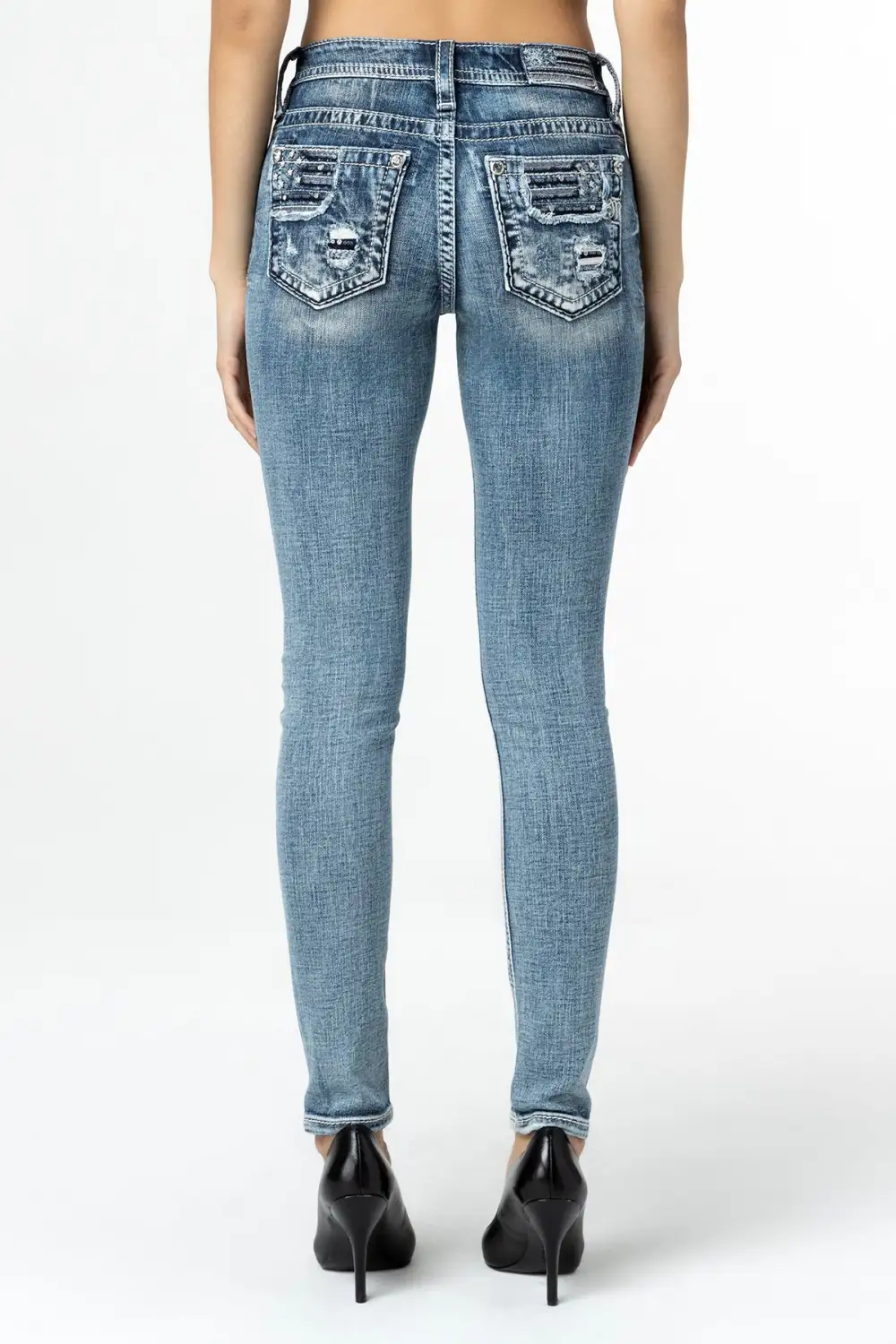 Distressed Americana Flag Skinny Jeans