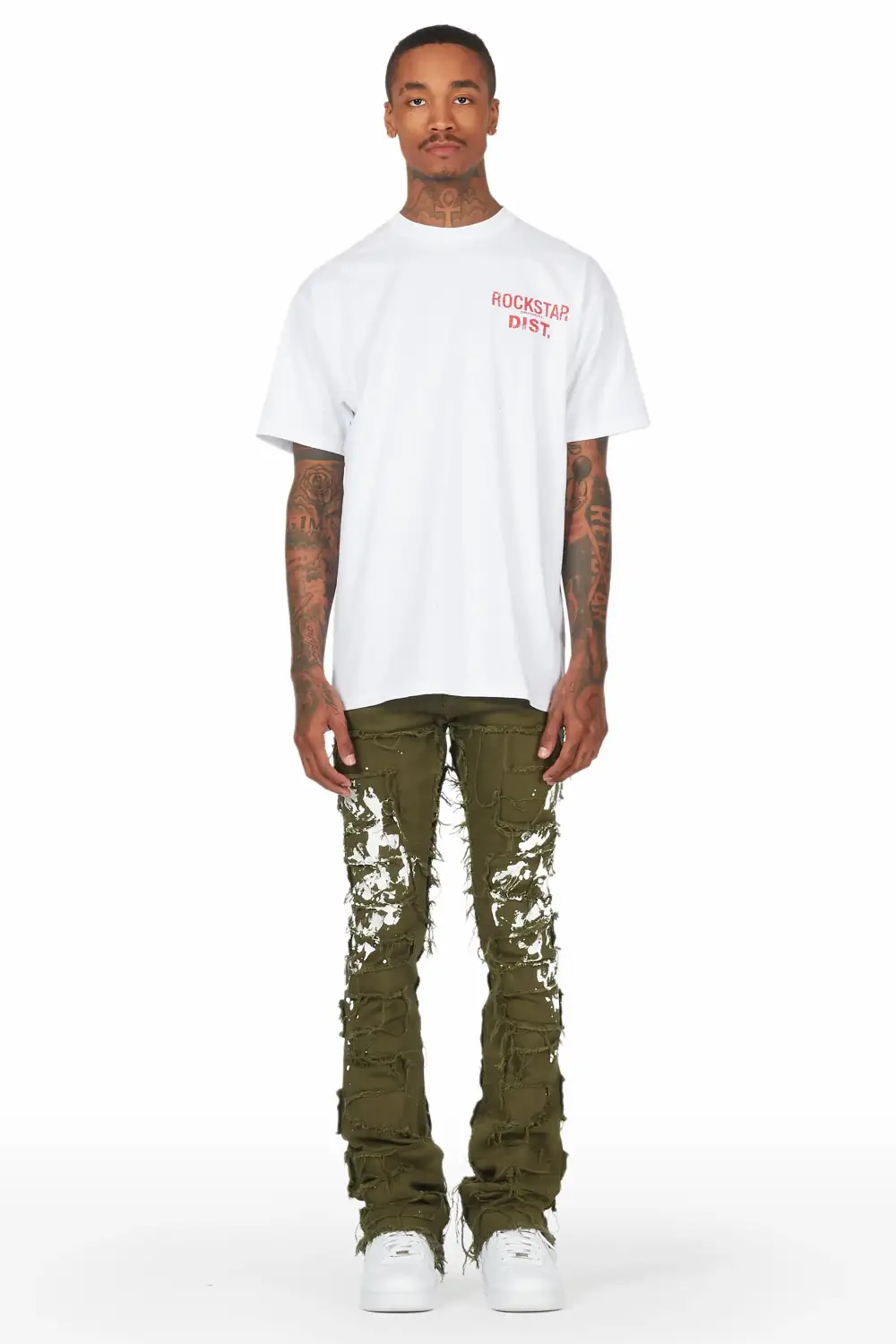 Fumitto Green Painter Stacked Flare Jean