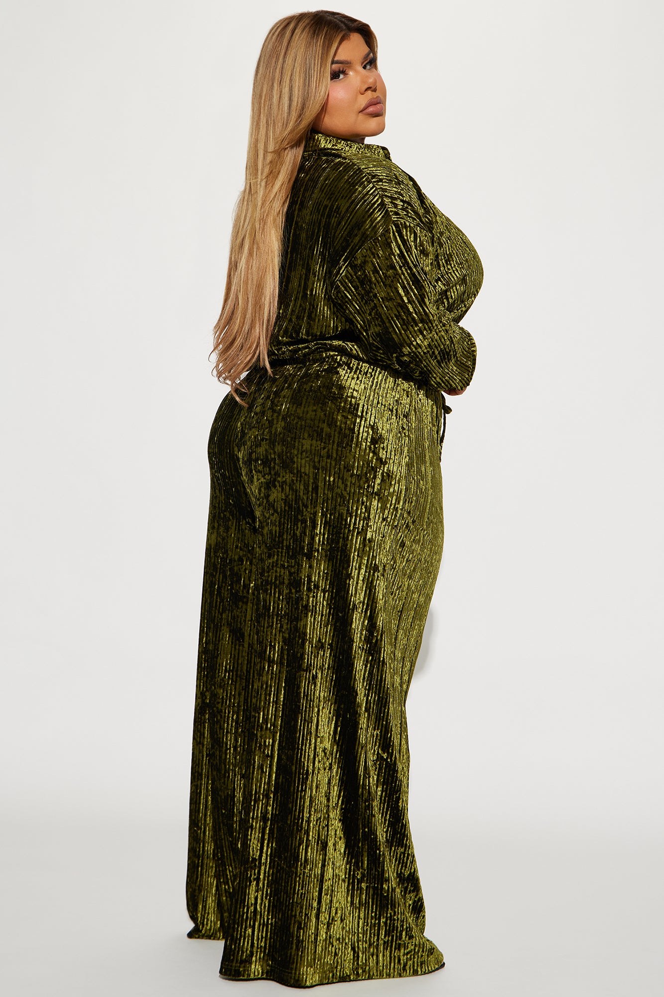 Masey Velvet Pant Set - Olive