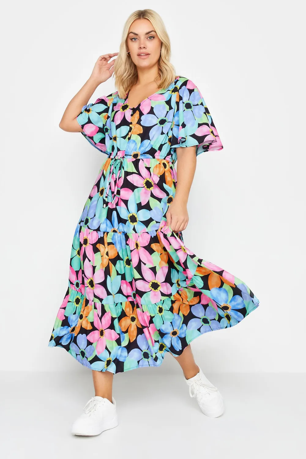 YOURS Curve Purple Floral Print Maxi Dress