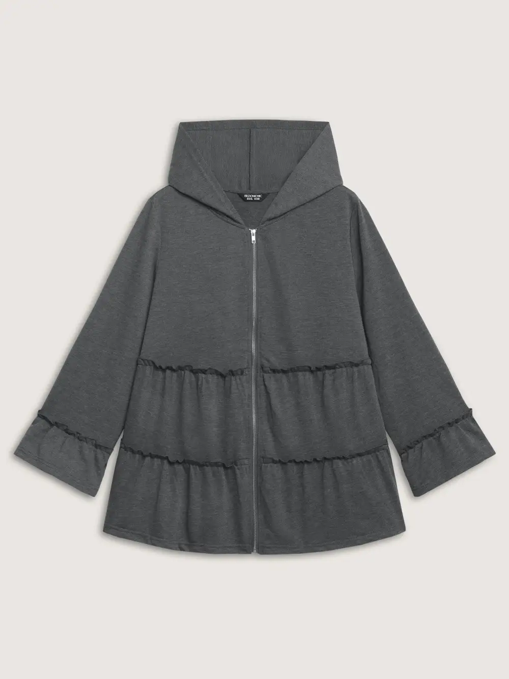 Tiered Ruffled Edges Pockets Jacket