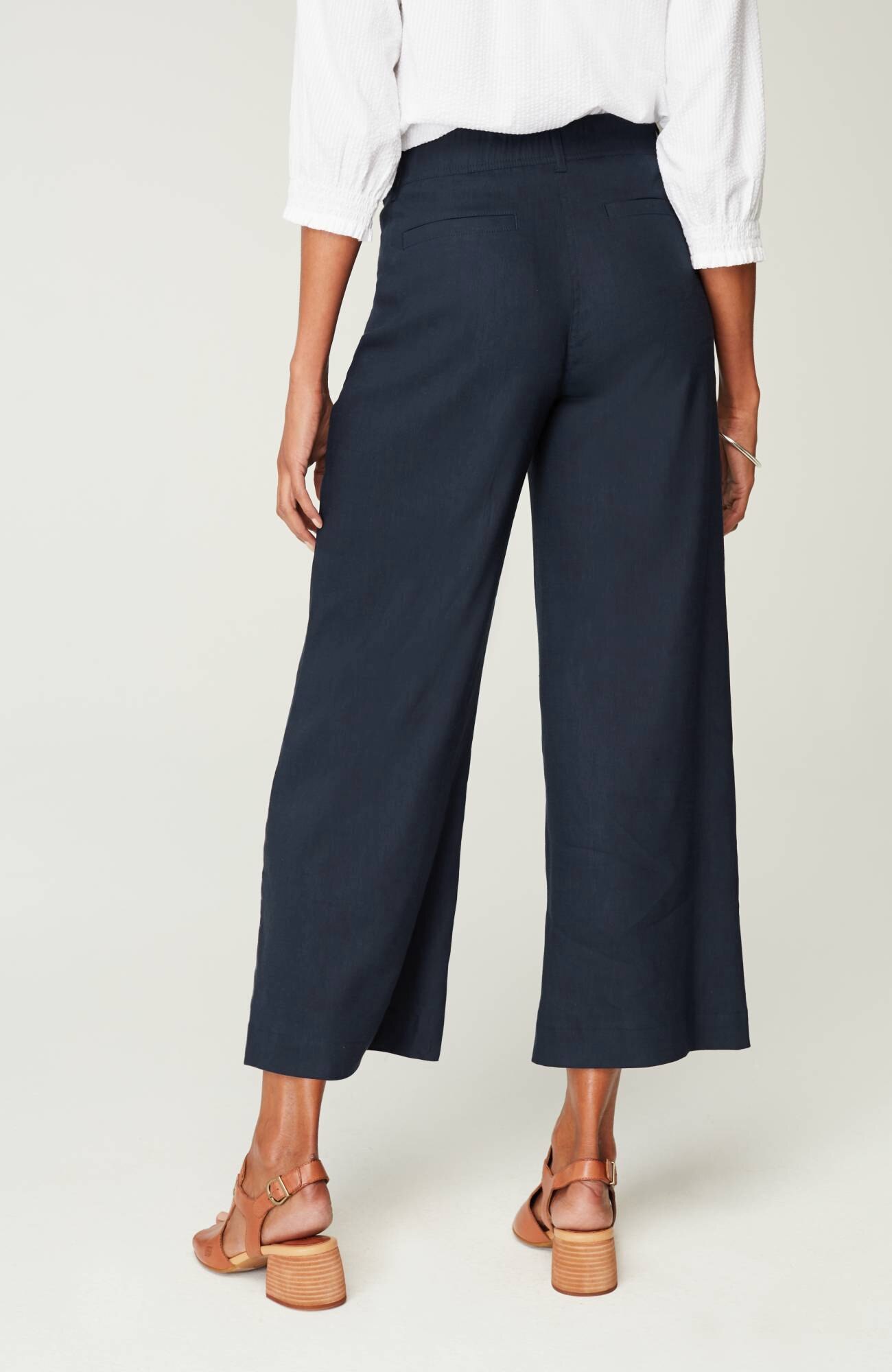 linen-stretch wide-leg crops