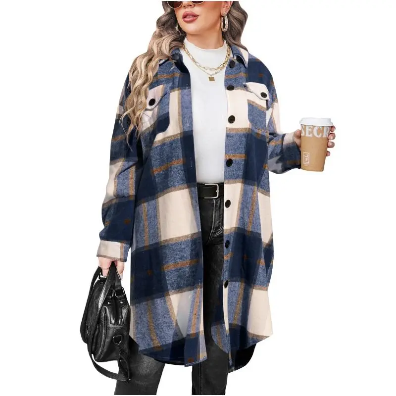 Women's Plus Size Flannel Plaid Shirt