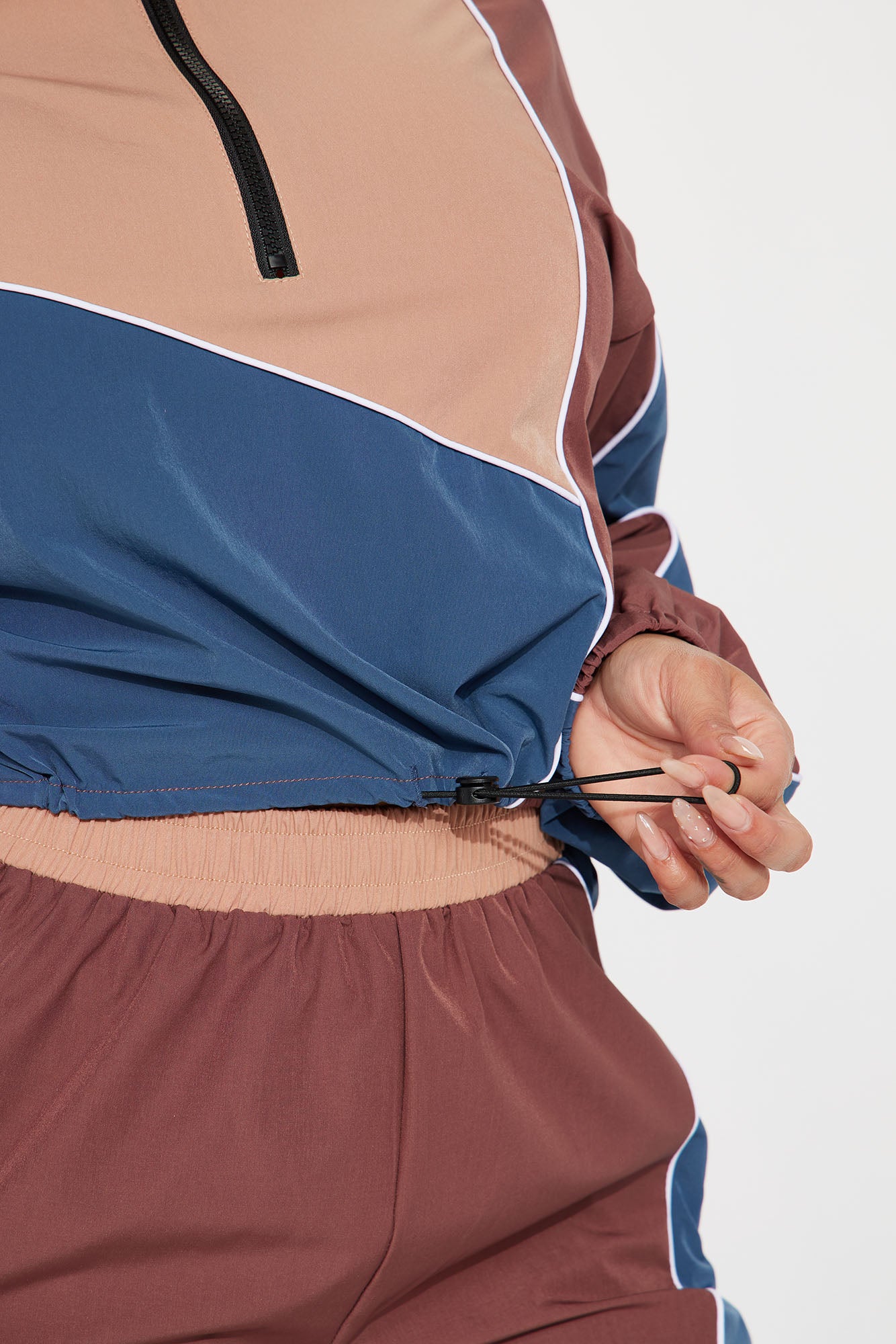 Andrea Windbreaker Jogger Set - Brown/combo