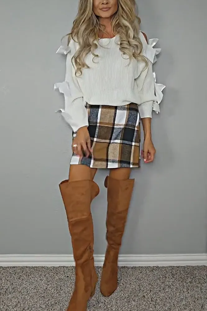 Women's round neck si sweater and skirt two-piece set