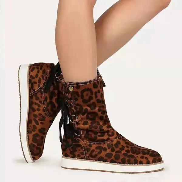 Women's Casual Lace-Up Flat Mid-Cut Snow Boots 10419158S