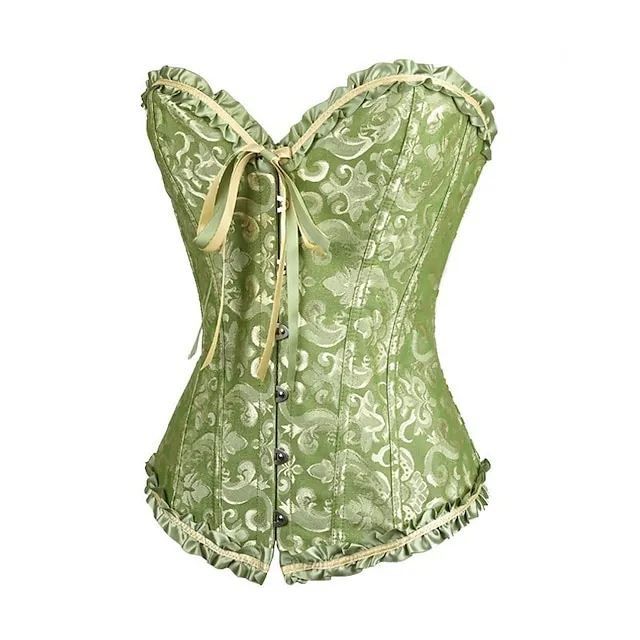 Women's Corsets Trachtenmieder Christmas Halloween Wedding Party Birthday Party Xmas Plus Size Apricot Creamy-white Black Red Country Bavarian Overbust Corset Hook & Eye Lace Up Tummy Control Push