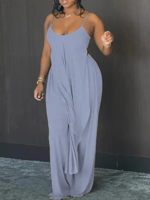 Women's High-Low Cami & Wide-Leg Pants Lounge Set – Soft, Casual, Elastic Waist Fit