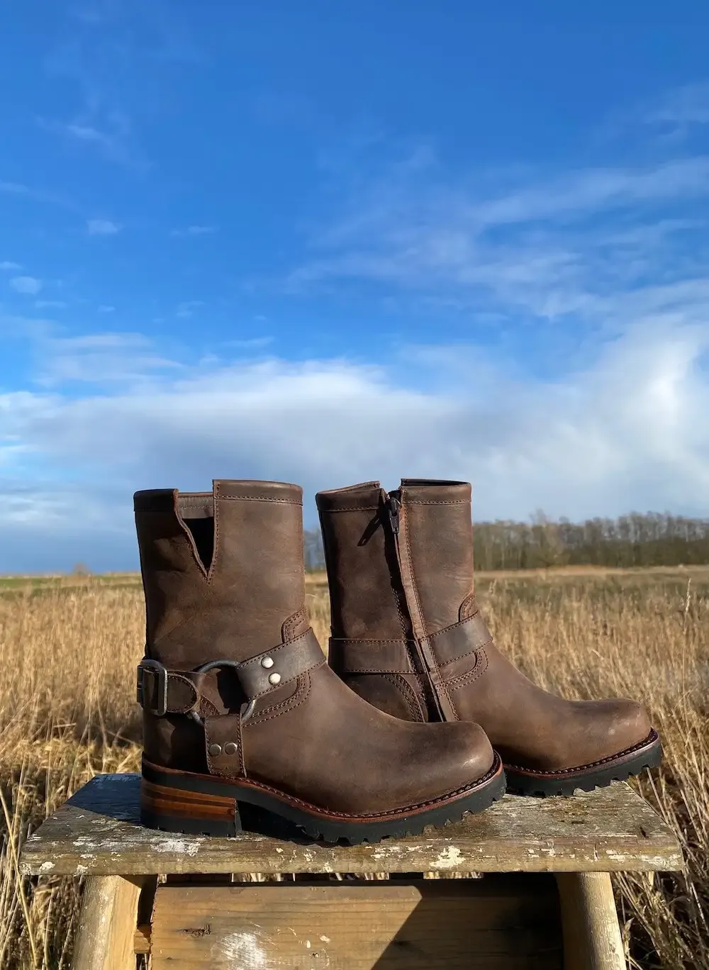 Biker Ankle Boots Vintage Brown