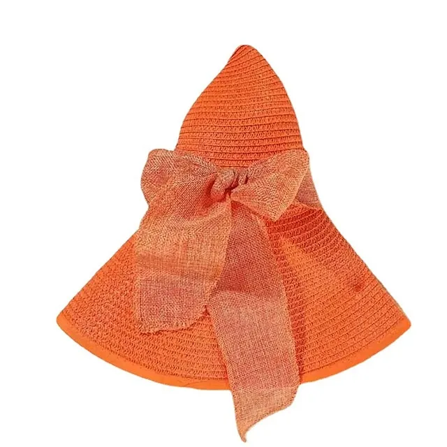 Ladies Summer Ribbon Hats Elegant Straw Hats For Women Beach Seaside Vacation Foldable Sun Hat Sun Floppy Visor