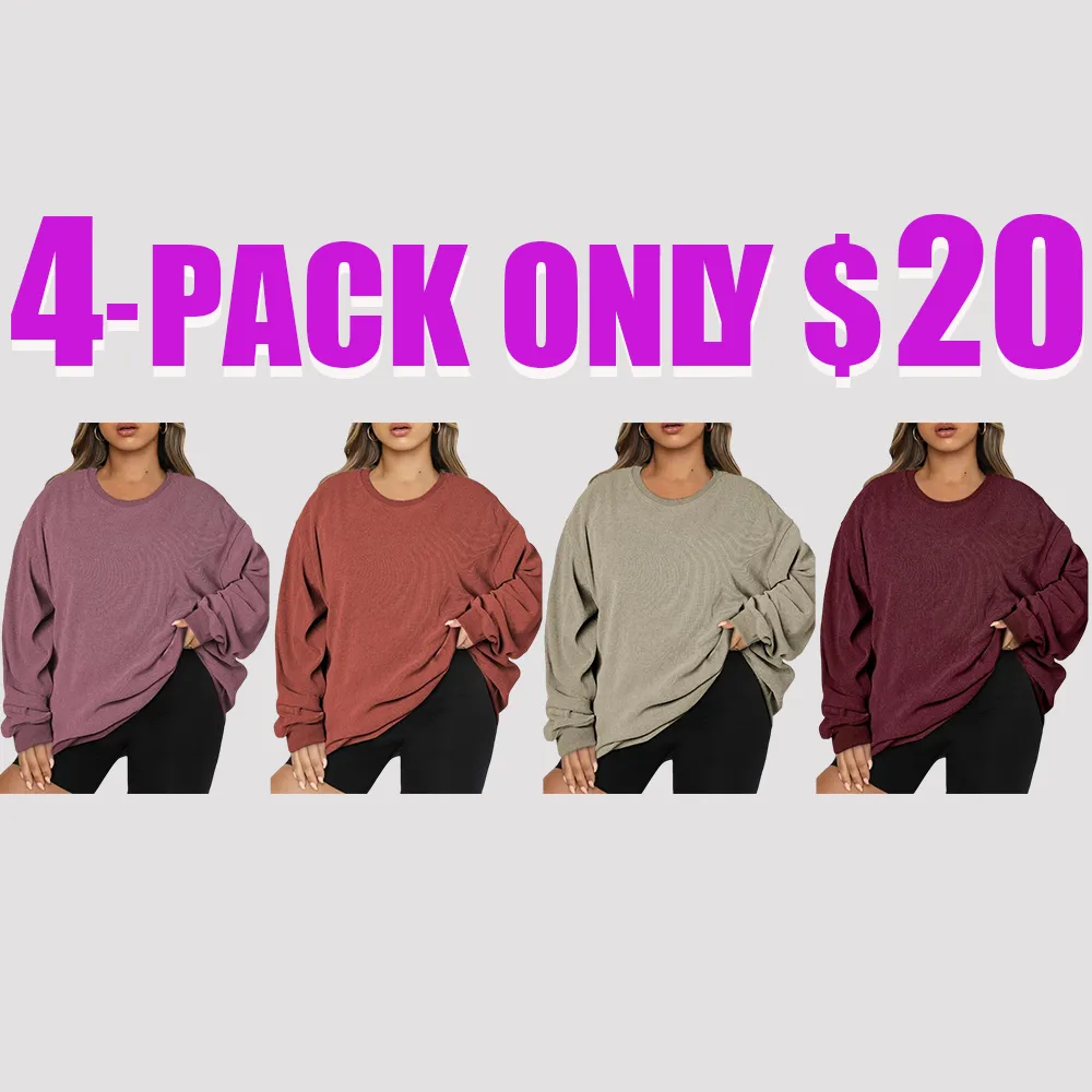 Women Plus Size Sweatshirts Long Sleeve Crew Neck Casual Oversized Soft Pullover Tops Shirts