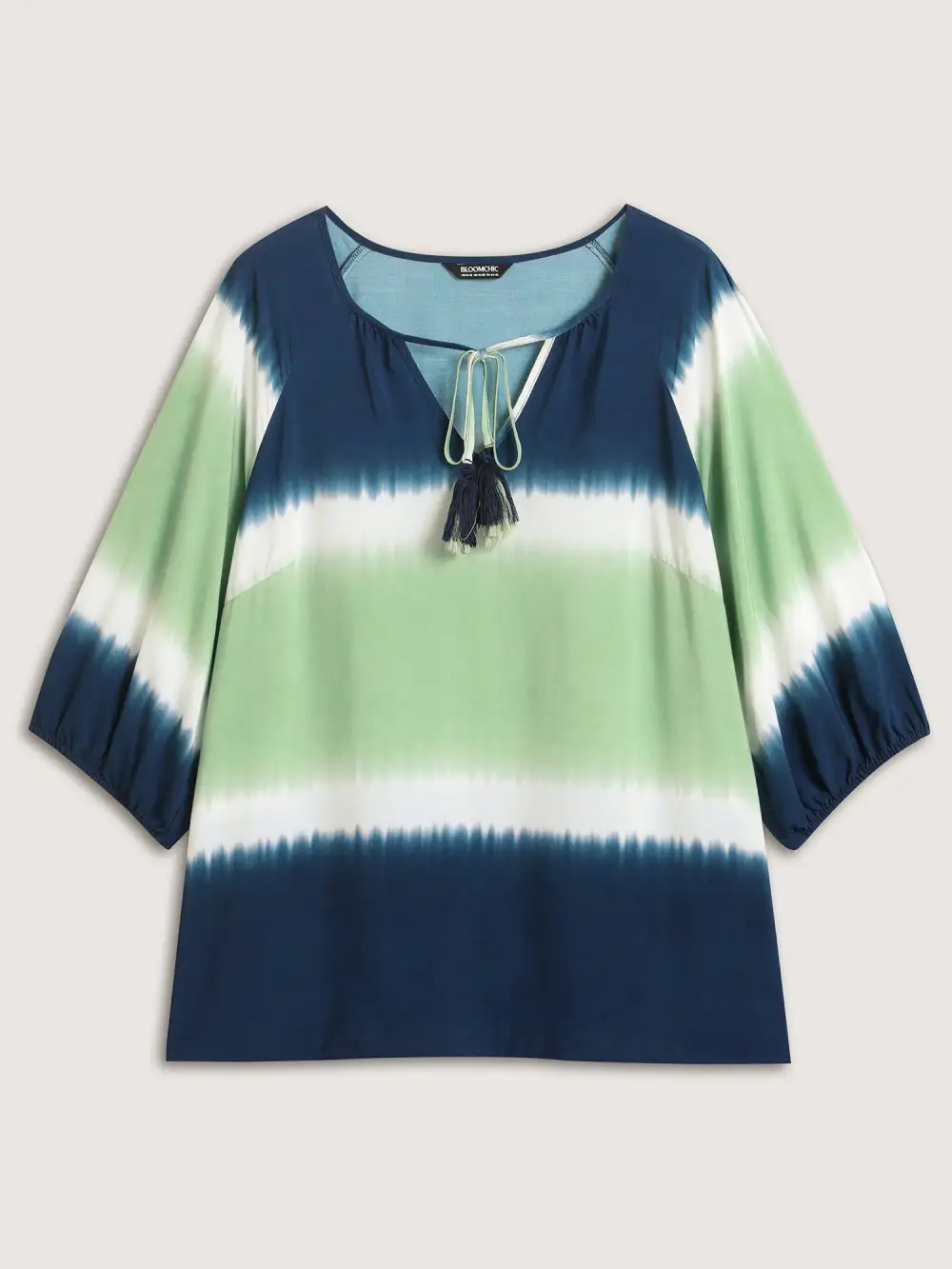 Ombre Gradient Neck Tie Blouse