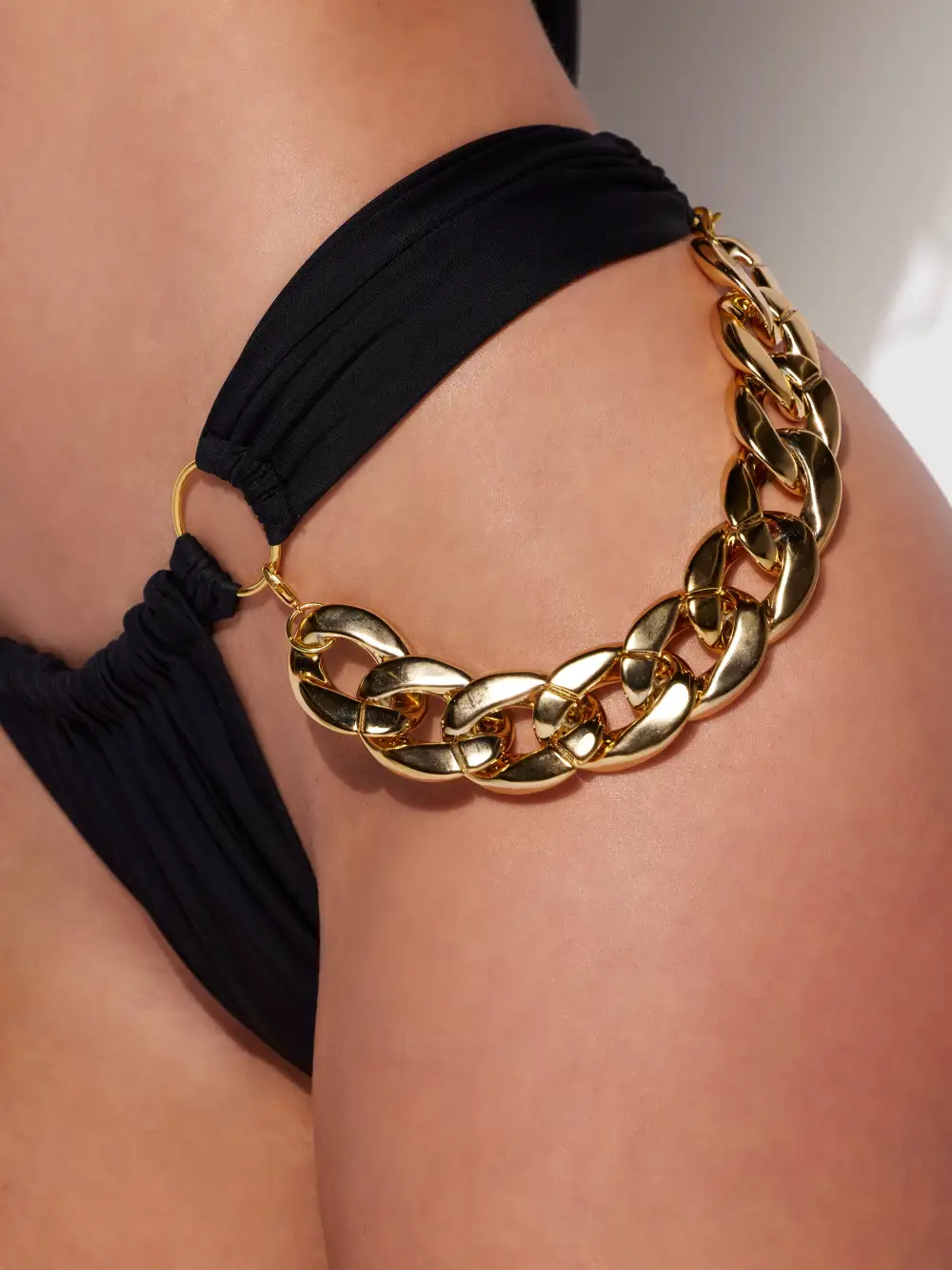 Frederick's Of Hollywood Rising Star Chain Side Thong Swim Bottom