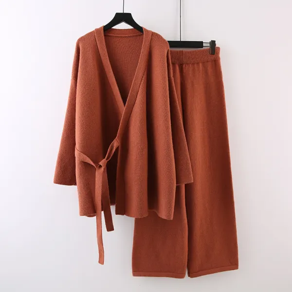 Casual Elegant Wrap Sweater Two-Pieces Sets
